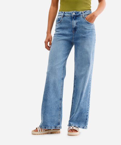 calça wide leg feminina jeans azul
