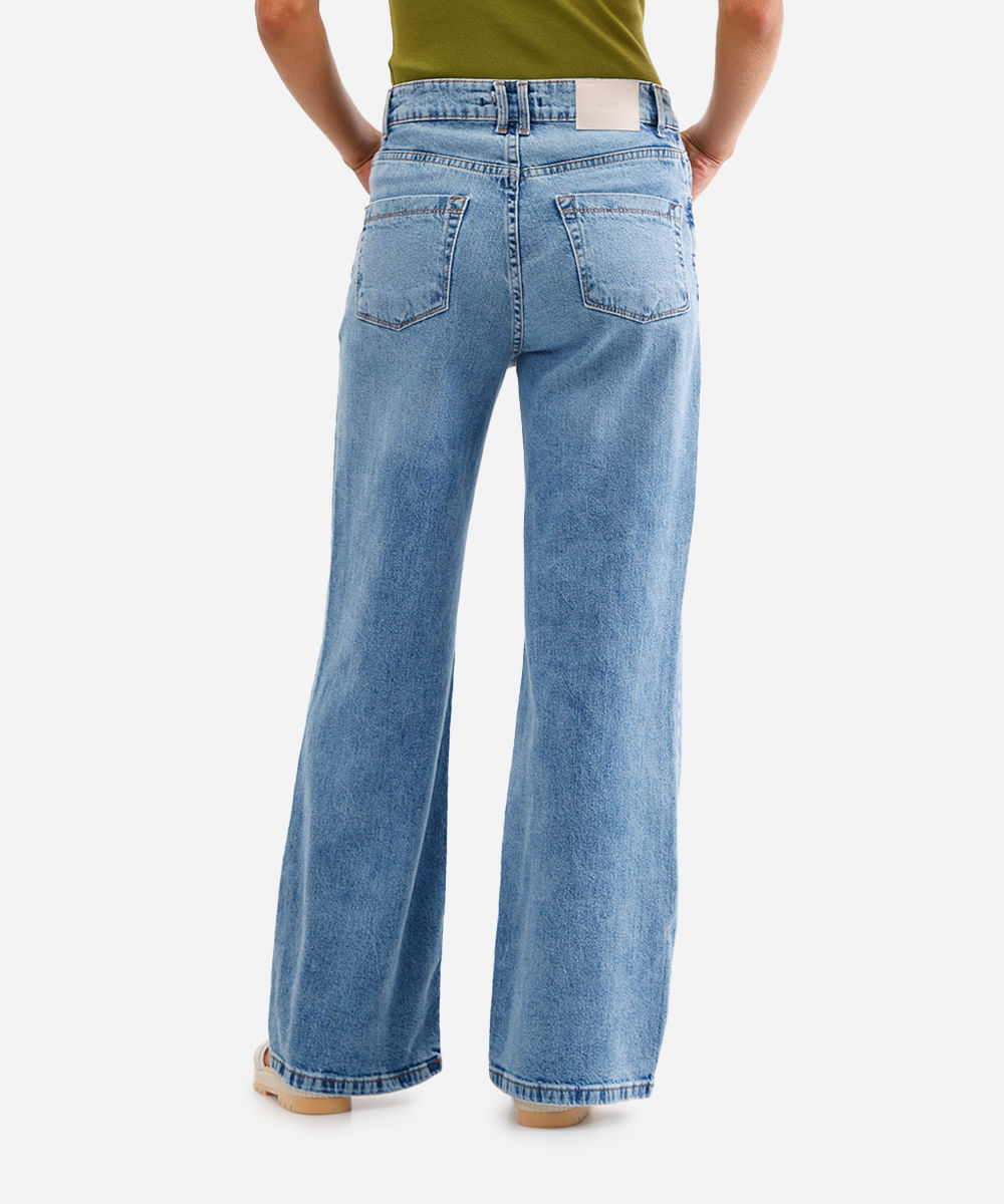 calça wide leg feminina jeans azul