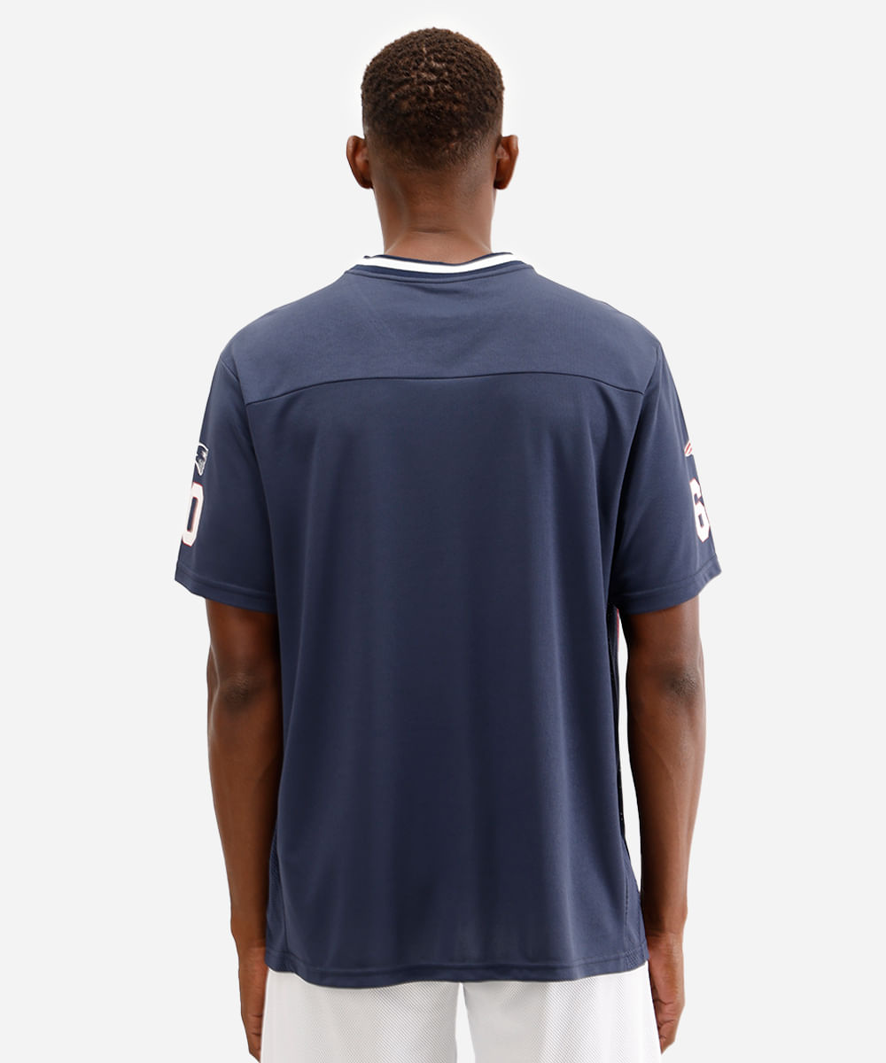 camiseta oversized masculina nfl patriots azul