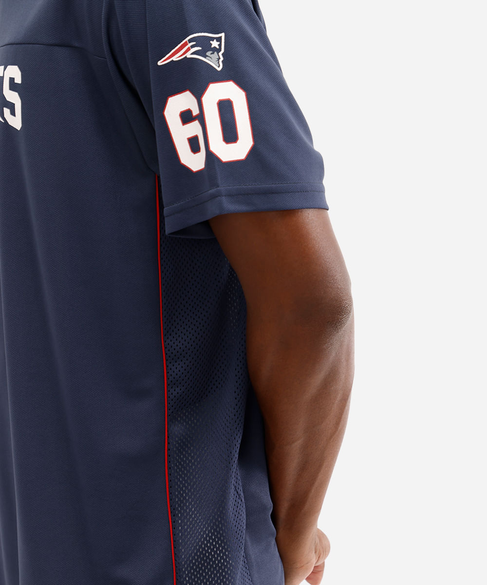 camiseta oversized masculina nfl patriots azul