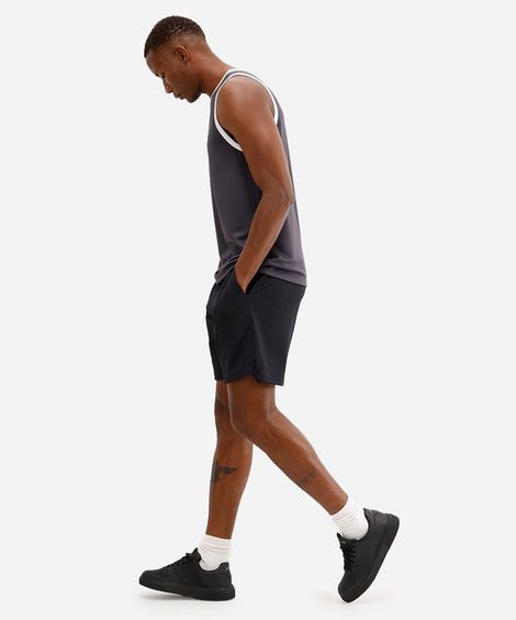 short masculino esportivo texturizado preto