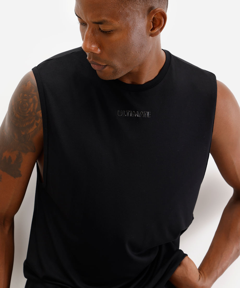 regata muscle masculina de viscose ultimate preta