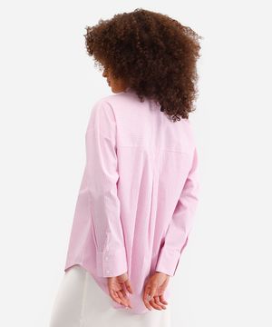 camisa oversized feminina de algodão rosa