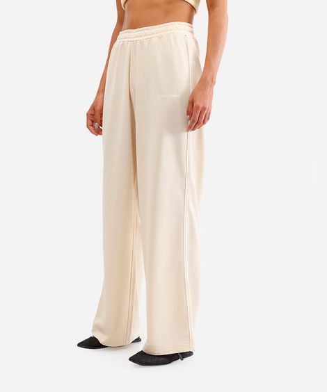 calça wide leg feminina cós elástico amarela