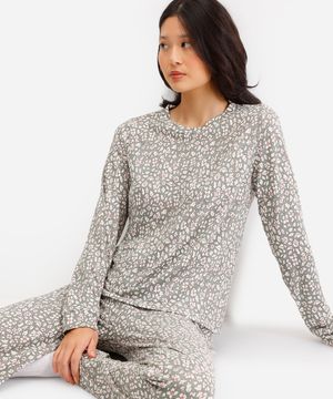 pijama longo feminino floral verde