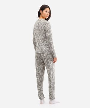 pijama longo feminino floral verde