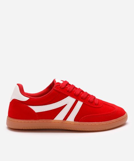 tênis bossa com recortes bicolor vermelho