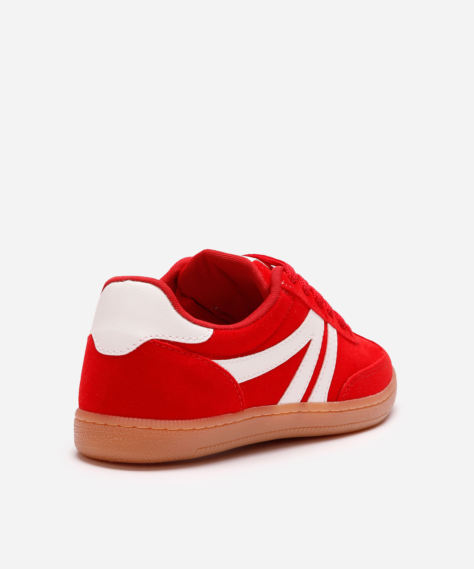 tênis bossa com recortes bicolor vermelho