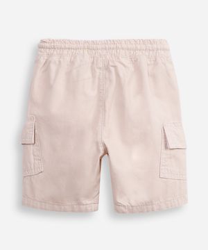 bermuda de sarja infantil com bolsos cargo bege