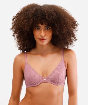 kit de 2 sutiãs meia taça sem bojo renda floral colorido