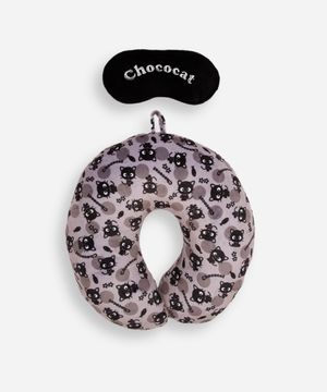 kit apoio de pescoço chococat com máscara cinza