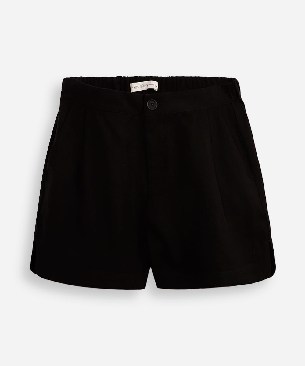 short clochard juvenil de viscose preto