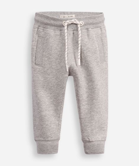 calça de moletom infantil com cordão cinza