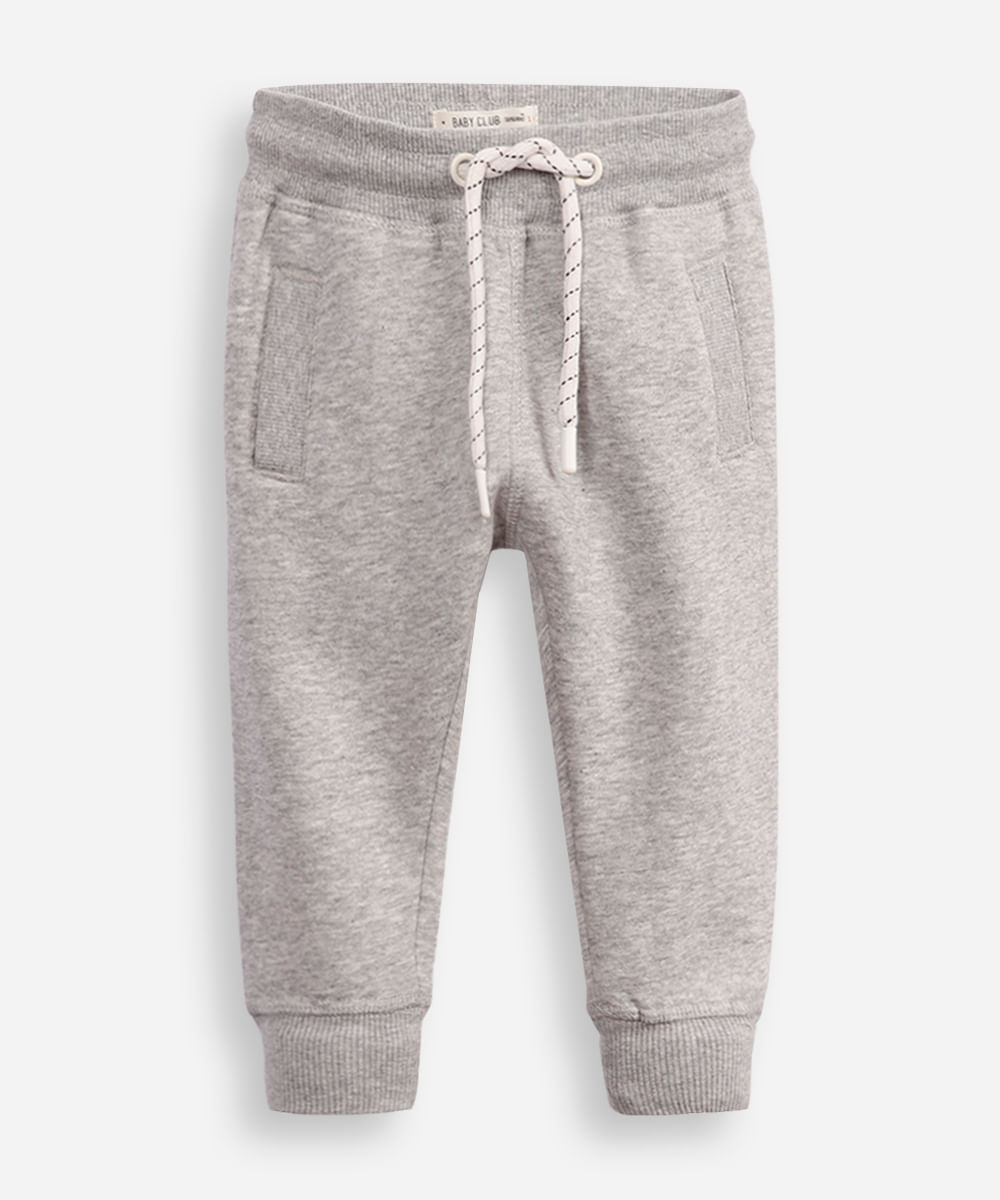 calça de moletom infantil com cordão cinza