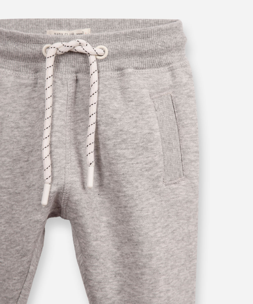calça de moletom infantil com cordão cinza