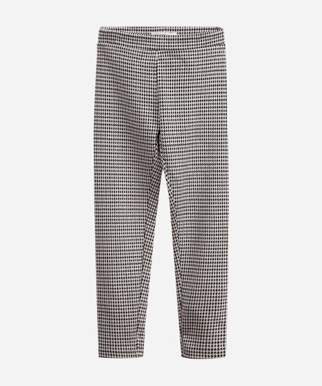 calça legging infantil pied de poule off white