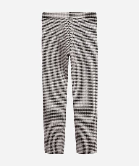 calça legging infantil pied de poule off white