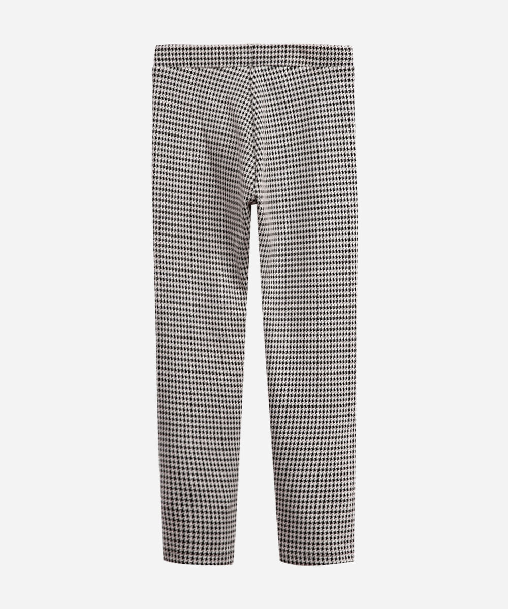 calça legging infantil pied de poule off white