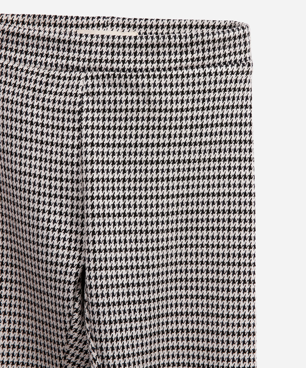 calça legging infantil pied de poule off white