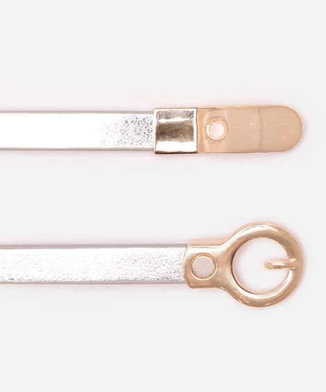 cinto skinny fivela redonda bff prateado