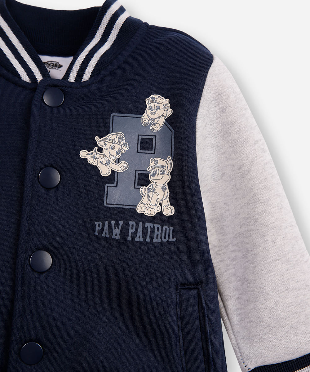 jaqueta bomber infantil de moletom patrulha canina azul