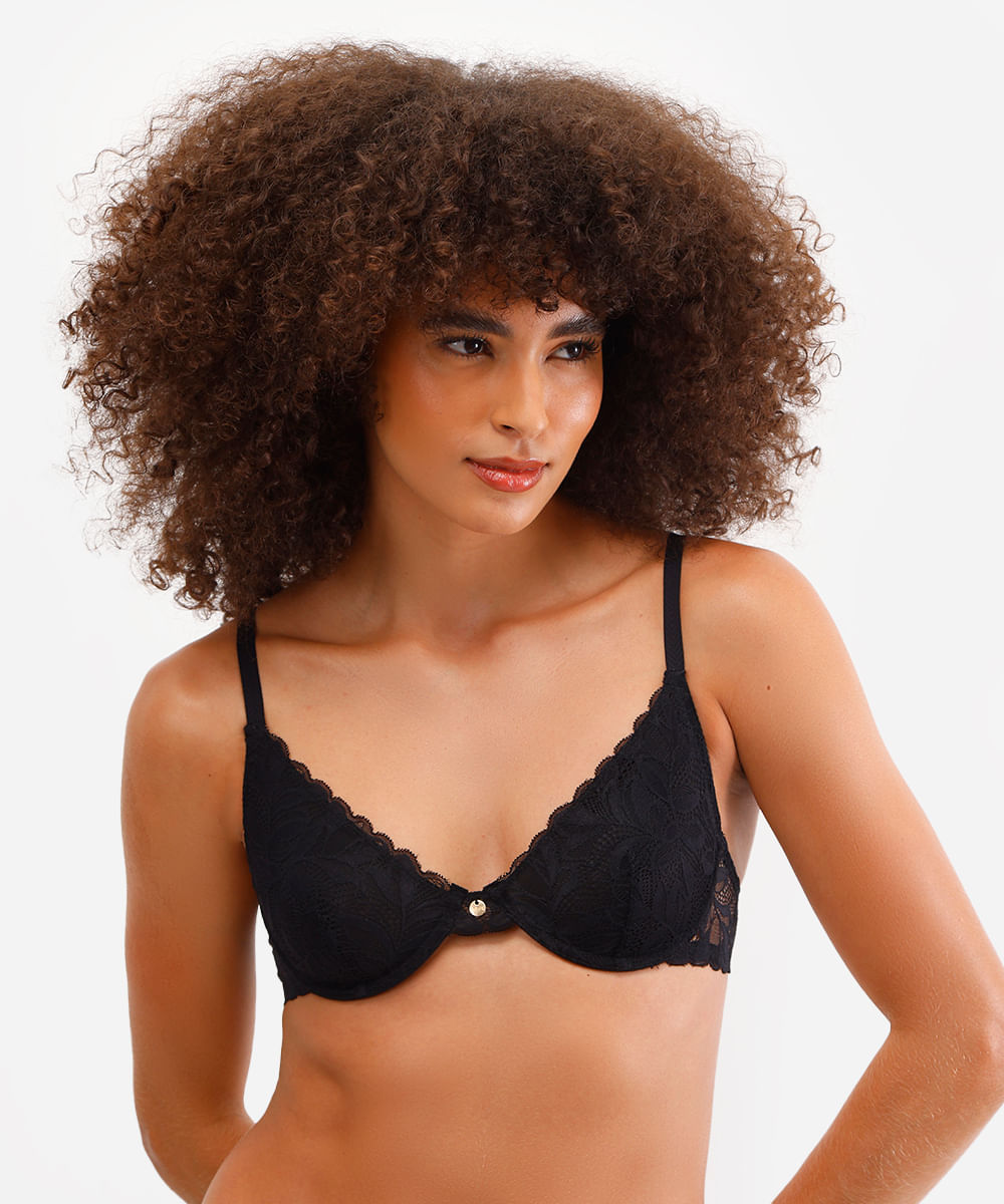 kit de 2 sutiãs meia taça sem bojo renda floral colorido