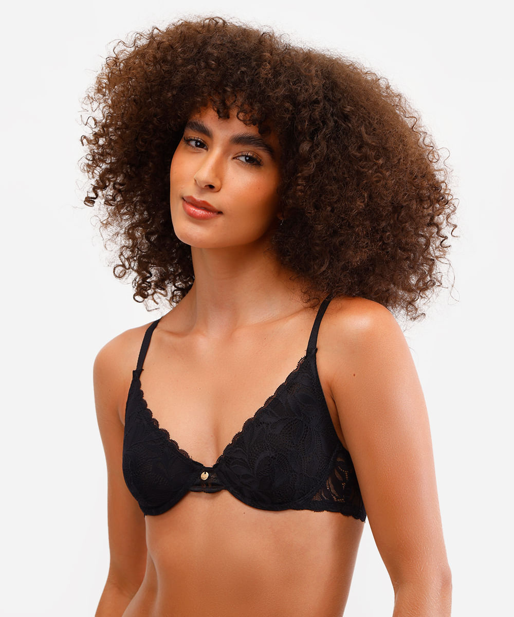 kit de 2 sutiãs meia taça sem bojo renda floral colorido