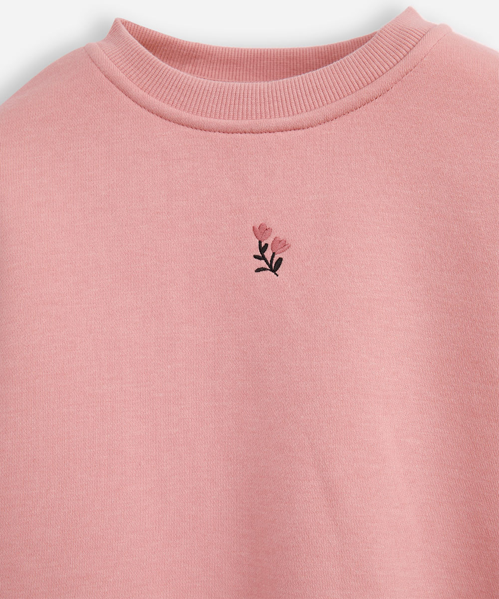 conjunto infantil longo de moletom tulipa rosa