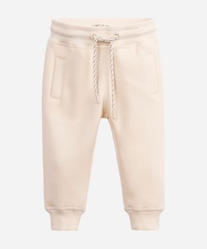calça de moletom infantil com cordão bege
