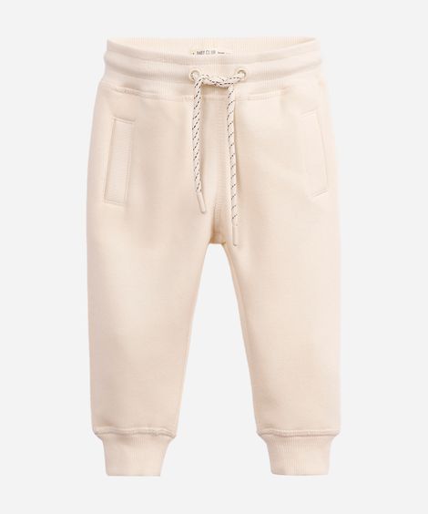 calça de moletom infantil com cordão bege