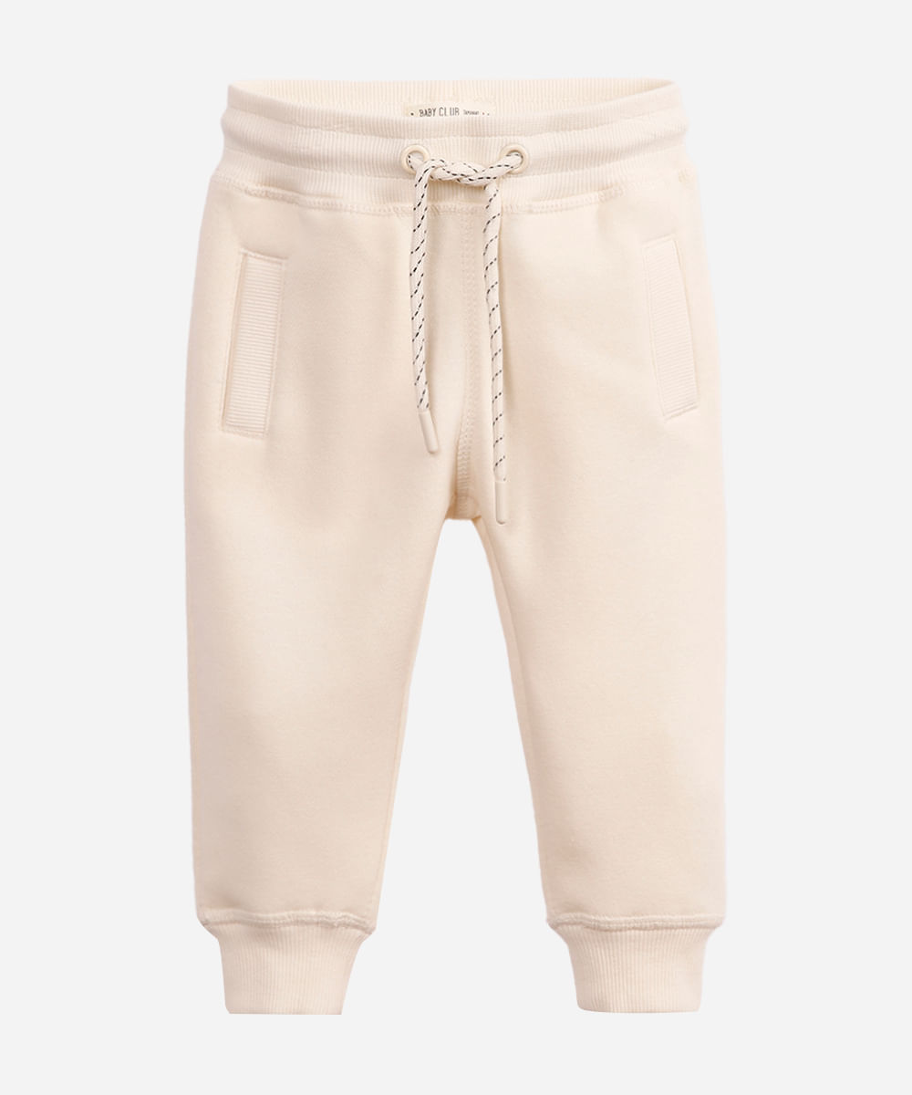 calça de moletom infantil com cordão bege