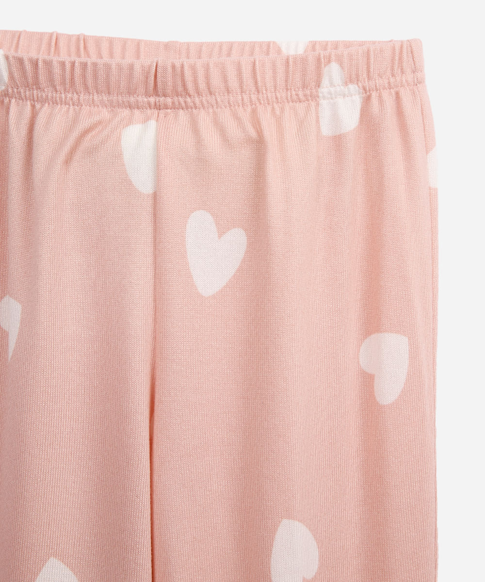 pijama longo infantil coração rosa
