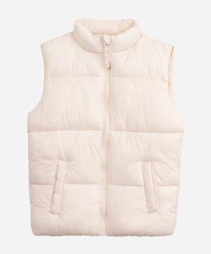 colete puffer infantil alongado bege