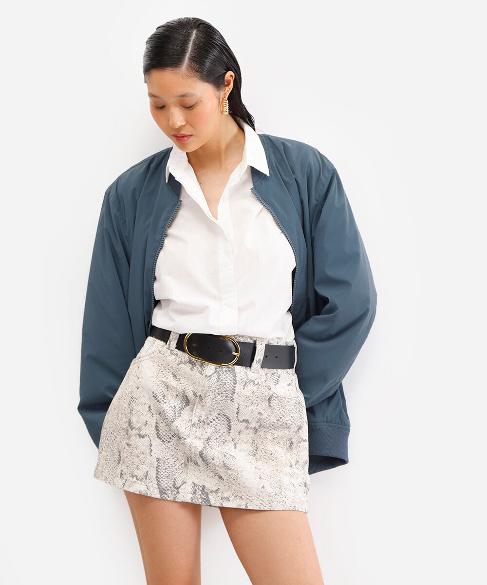 minissaia feminina de sarja animal print colorida