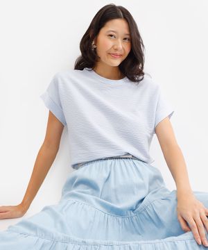 camiseta manga japonesa texturizada azul