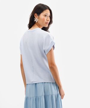 camiseta manga japonesa texturizada azul