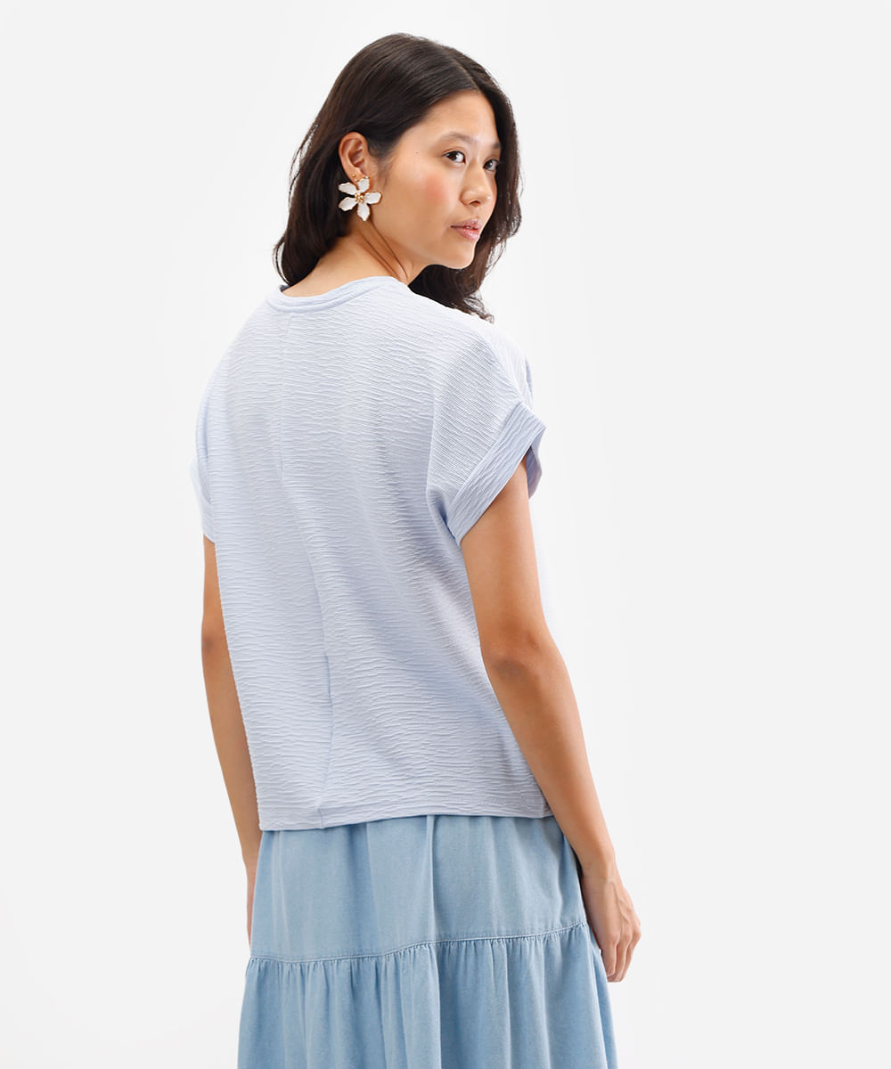 camiseta manga japonesa texturizada azul