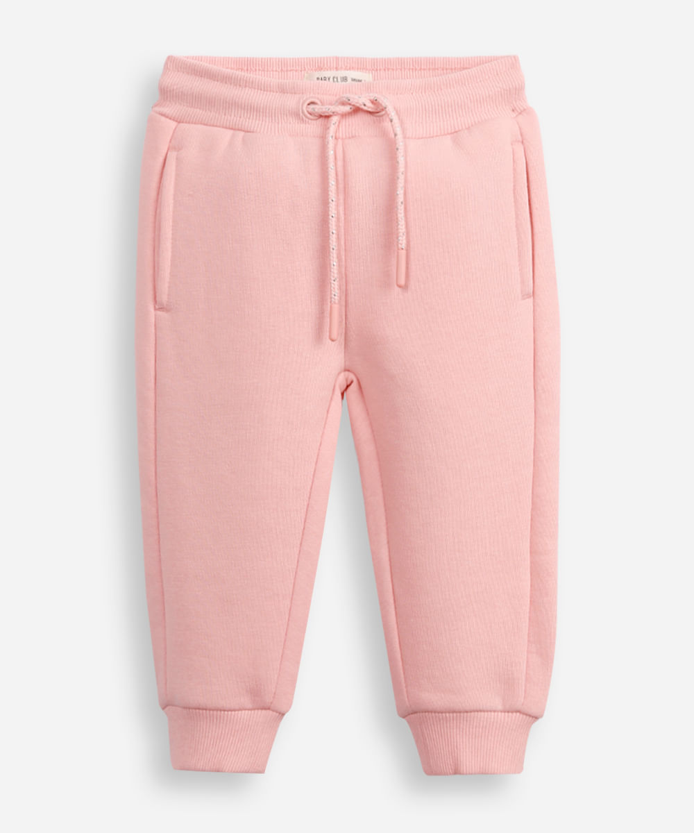 calça jogger infantil de moletom rosa