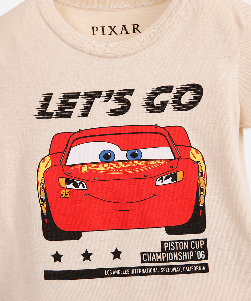 conjunto infantil curto carros bege