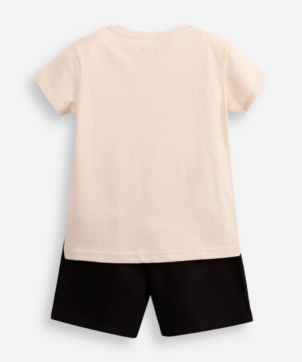 conjunto infantil curto carros bege