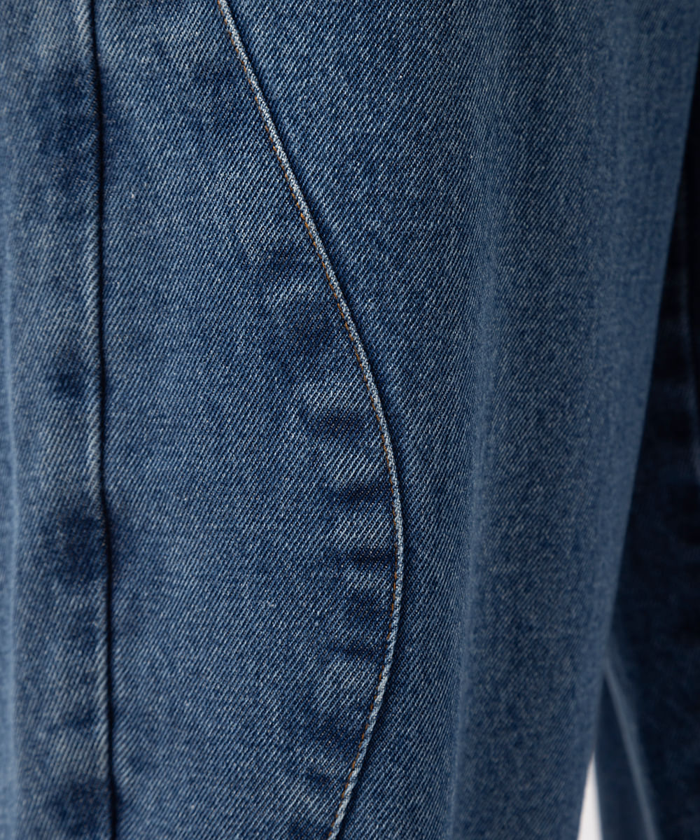 calça barrel feminina jeans com recorte mindset lo de lui azul