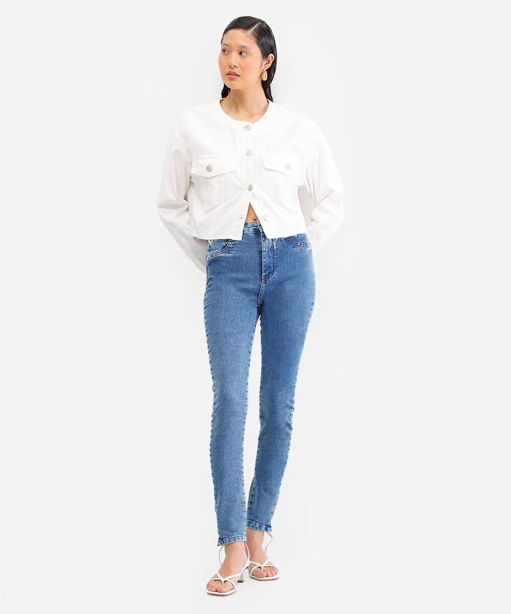 calça cigarrete feminina jeans sawary azul