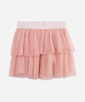 saia curta infantil de tule rosa