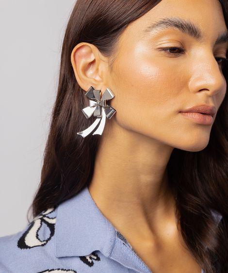 brinco feminino laço mindset lo de lui prateado