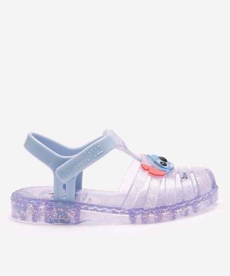 sandália fechada infantil stitch com brilho transparente