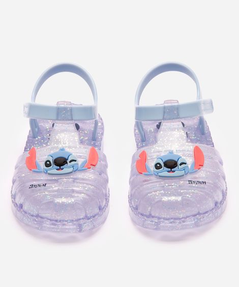 sandália fechada infantil stitch com brilho transparente