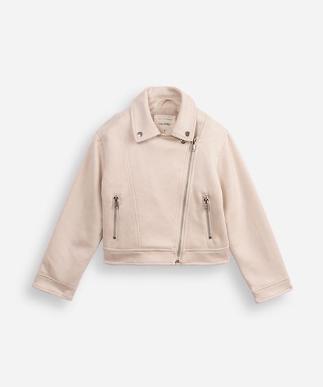 jaqueta infantil de suede bege