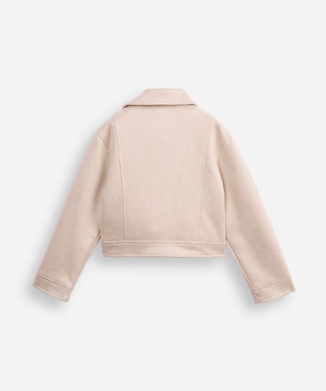 jaqueta infantil de suede bege