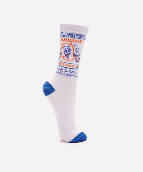 meia cano longo pastel branca