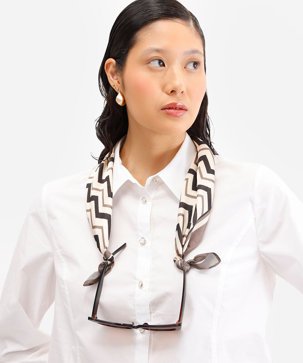 lenço feminino acetinado chevron bege